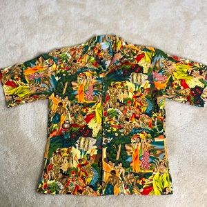 Hawaiian button down shirt tropical luau print